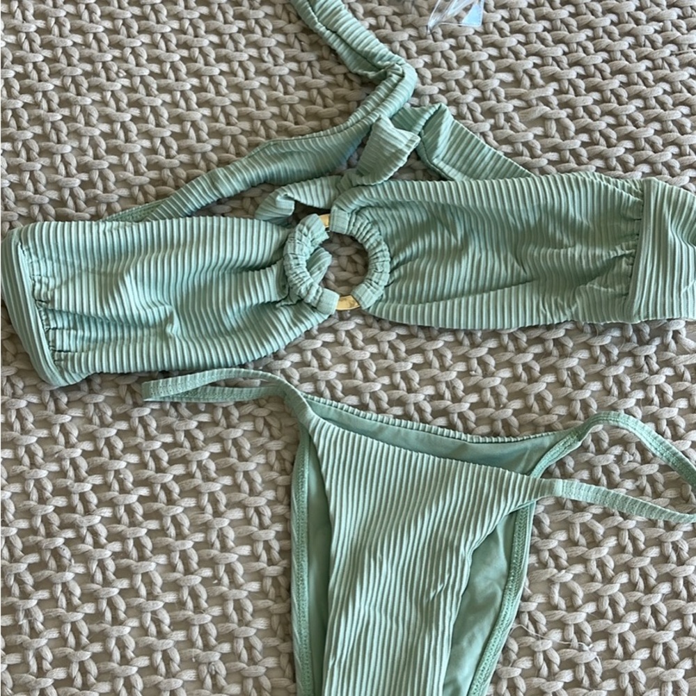 Monday Swimwear Mint Ribbed Bikini